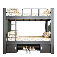 Lit superposé double XL en métal robuste, portable, durable, réglable, en acier laminé à froid + matelas + sommier, directement de l'usine