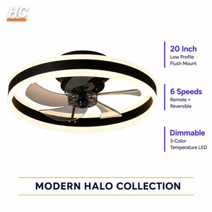 LED <b>Ceiling</b> Fan <b>Light</b> 6 Speed <b>Remote</b> <b>Control</b> Dimmable Flush Mount Fan Lamp Black for Bedroom - Product Image 6