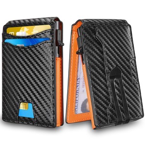 <b>Men's</b> Carbon Fiber <b>Wallet</b> <b>RFID</b> Blocking Automatic Card Holder Business Style Minimalist Design - Product Image 5