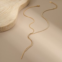 Collier en forme de Y YF8381, tendance, luxe léger, haut de gamme, zircon, plaqué or 18 carats, acier inoxydable imperméable