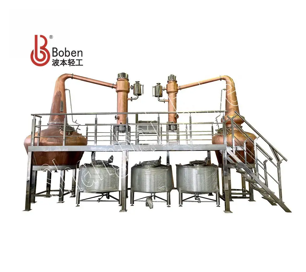 Boben 2024 Traditional Whisky Pot Still Twin Kettle Distillery 2000L&1200L Steam Distiller Copper Distillation Equipment