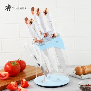 Wholesale Kitchen Knife Set Chef Knife Scissors Non-stick Coating Stainless Steel Kitchen Knife Set with <b>Acrylic</b> <b>Block</b> - Product Image 1