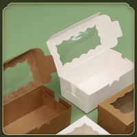 Boîte à gâteau pliante en papier kraft simple avec fenêtre, pour bonbons et biscuits, vente en gros