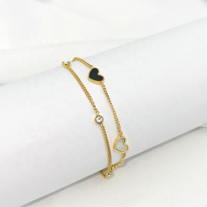 Accesorios de joyería en línea para mujer, cadena ajustable de oro, pulseras con abalorio de corazón de amor diminuto - Product Image 1
