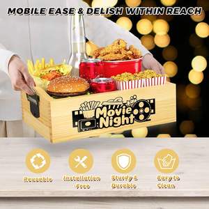 Wooden <b>Snack</b> <b>Tray</b> Movie Night Storage Box With Handle For Home Use - Product Image 5