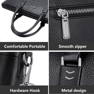 Maletín de Cuero Genuino Impermeable para Negocios, Trabajo, Portátil de 14 Pulgadas, Bolso Cruzado, Bolso de Mano <span class=keywords><strong>con</strong></span> Correa para el Hombro para Hombre - Product Image 5