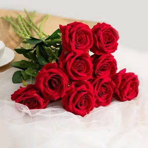 Искусственные бархатные розы на заказ, один красный и белый, натуральный декоративный цветок для домашнего декора, для школы, оптом - Product Image 1