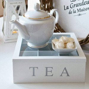 <b>Tea</b> Storage <b>Box</b> With Compartmentalized Design For Desktop Use Rectangle Shape Engraved <b>Tea</b> Label - Product Image 4