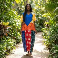 Kaftan africain pour femme, robe longue à rayures audacieuses, imprimé ballon vif, col en V, modeste, en satin léger, tenue de mariage et d'église musulmane