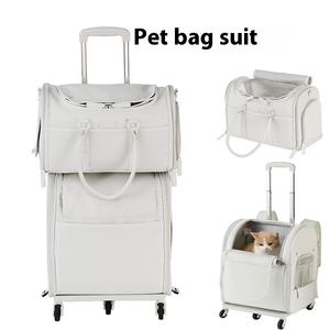 Trolley en tissu Oxford de style coréen japonais Sac à dos pliable <span class=keywords><strong>portable</strong></span> de grande capacité pour chat avec motif solide et animal - Product Image 2