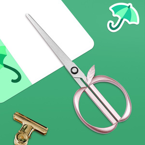 Apple Shaped Scissors Rose Gold Stainless Steel Straight Head Home Office Use - Product Image 3