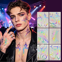 Autocollants de tatouage temporaire Kpop Girl Group Monster Hunt Swirl Tribal Shape Holographic Laser Y2K Cyberpunk Iridescent Rainbow