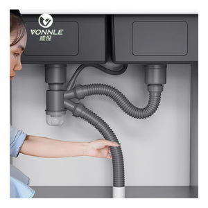 Moderno baño cocina doble cuenco <span class=keywords><strong>fregadero</strong></span> tubo de drenaje a prueba de insectos y a prueba de olores <span class=keywords><strong>fregadero</strong></span> filtro tubo de drenaje <span class=keywords><strong>Kit</strong></span> - Product Image 2