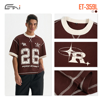 Maillot de football vintage streetwear de haute qualité en coton épais, vêtements personnalisés, coupe ample oversize, t-shirt à surpiqûres contrastées pour hommes