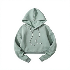 High Quality Women's Winter Waterproof Printed Casual Solid Color Short <b>Crop</b> Hoodies Long Sleeve - Product Image 3