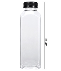 Botella <span class=keywords><strong>de</strong></span> Plástico Transparente para Jugo <span class=keywords><strong>de</strong></span> 16oz 500ml con <span class=keywords><strong>Tapas</strong></span> a Prueba <span class=keywords><strong>de</strong></span> Manipulación Blancas y Negras, <span class=keywords><strong>Botellas</strong></span> Cuadradas para Bebidas Frías - Product Image 6