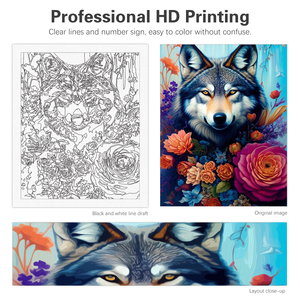 Fai da te dipingi con i numeri per adulti pittura su tela lupo e fiori kit per principianti <span class=keywords><strong>disegno</strong></span> acrilico con i numeri artigianato per la casa - Product Image 5