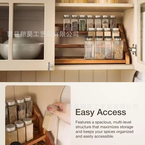 Wooden Spice <b>Rack</b> 2 Tier Standing Multi Layer <b>Storage</b> For <b>Kitchen</b> Condiment Bottles Tidy Organizer - Product Image 2