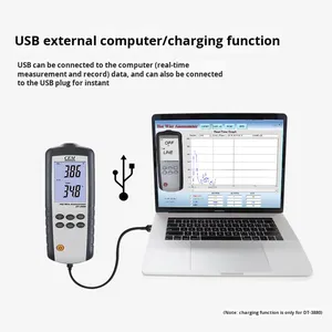 เครื่องวัดความเร็วลมแบบมือถือสำหรับอุตสาหกรรม Cem DT-3880 วัดปริมาณอากาศและความเร็วลม เครื่องตรวจจับลมร้อน - Product Image 2