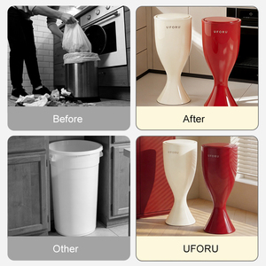 UFORU Poubelle à Pied en Plastique avec Couvercle pour Maison, Cuisine, Bureau, Hôtel Moderne – Conteneur à Déchets - Product Image 4