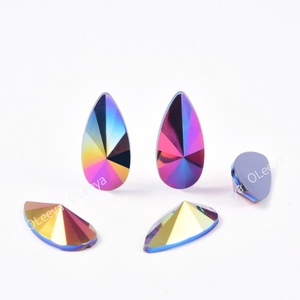 Oleeya – Lot en vrac de strass en acrylique AB en forme de goutte d'eau, 9*18mm, couleurs éclatantes, à dos plat, pour vêtements - Product Image 3