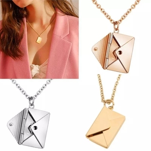 Gravure personnalisée, collier médaillon photo, enveloppe de courrier en or, collier de couple, bijoux de relation sentimentale, <span class=keywords><strong>cadeau</strong></span> du meilleur ami - Product Image 6