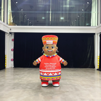 Costume gonflable publicitaire personnalisé de personnage de dessin animé tribal africain avec souffleur, 2 mètres, pour fille