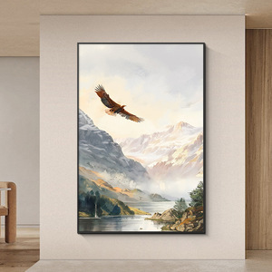 Peinture encadrée haut de gamme « Le Grand <span class=keywords><strong>Roc</strong></span> étendant ses ailes », paysage animalier, peinture en porcelaine cristalline pour la décoration intérieure - Product Image 1