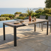 Table d'extérieur moderne en aluminium, plateau à lattes toutes saisons, extensible, pour jardin, salle à manger, école, villa, cour arrière, finition thermolaquée