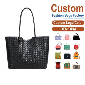 Sacs en cuir de luxe de créateurs – Sac fourre-tout noir en cuir de vachette tressé pour femme avec deux poignées, cuir véritable directement de l'usine - Product Image 1