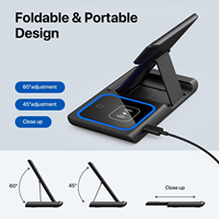 Support de chargeur sans fil pliable 3 en 1 Mindpure 15W avec veilleuse, station de charge rapide pour smartphone, montre et écouteurs