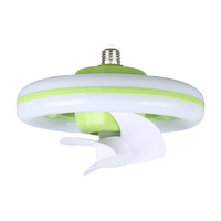Ventilateur de plafond LED transfrontalier avec douille E27, en ABS, contrôle intelligent, variateur de vitesse, 3 pales, pour chambre d'enfant