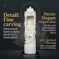 Statuette en résine personnalisée haut de gamme, Guanyin Bouddha religieux en polyrésine blanc ivoire avec poudre d'agate pour la décoration de la maison ou du bureau