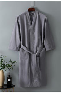 Logo personalizzato estivo sera al ginocchio accappatoio tessuto in cotone di colore naturale lino Hotel Spa avvolgente asciugamano per la casa - Product Image 3