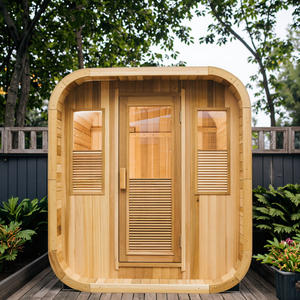 Sauna en bois de cèdre rouge écologique avec poêle électrique pour 5-6 personnes Design extérieur moderne avec <span class=keywords><strong>eau</strong></span> froide Cube d'hôtel - Product Image 4