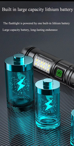 ไฟฉาย LED ขนาดเล็กความสว่างสูง พร้อมไฟด้านข้าง ชาร์จซ้ำได้ สำหรับใช้ในบ้านกรณีฉุกเฉิน แบตเตอรี่ใช้งานได้ยาวนาน - Product Image 6