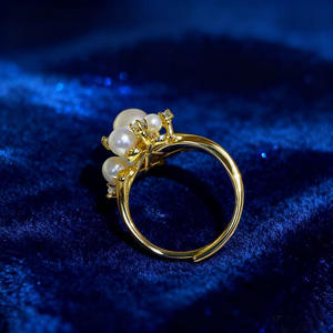 อุปกรณ์ตกแต่งมุก 10743DIY แหวนเงินแท้ S925 แบบเปล่า รุ่นแฟชั่น K Gold Edition พร้อมเทคโนโลยีฝังมุกทรงกลมขนาด 8-10 มม. แบบกรงเล็บ - Product Image 2