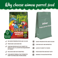 Wimow Vente en gros 2kg Mélange avec fruits Grains Tournesol Australien Ara Roi Loriquet Cacatoès Grand Perroquet Nourriture pour oiseaux
