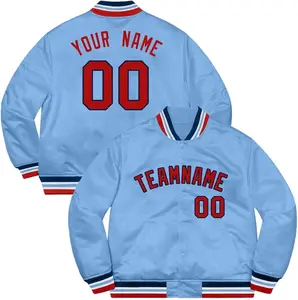 2024 chaqueta de béisbol Varsity personalizada para hombre Casual Flight Letterman Bomber Split outdoorwear personalizado cosido nombre Número