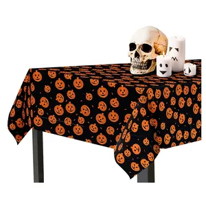 6-Pack Disposable Table Cloths Pumpkins Plastic Covers Halloween Tablecloth