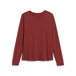 Camiseta de Manga Larga para Mujer, Cuello Redondo, Estilo Básico Informal, Tela Jersey Suave, Fabricante OEM, Proveedor Mayorista - Product Image 2