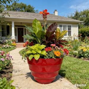 <span class=keywords><strong>Pot</strong></span> <span class=keywords><strong>de</strong></span> fleurs en plastique brillant <span class=keywords><strong>de</strong></span> grande taille, texture multi-circulaire, 12''/16'', trou <span class=keywords><strong>de</strong></span> drainage, léger, durable, pour intérieur/extérieur - Product Image 5