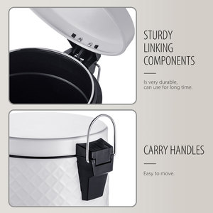 Combo de Baño Compacto y Coordinado - Bote Redondo Blanco de 5L con Relieve y Portaescobillas a Juego - Product Image 4