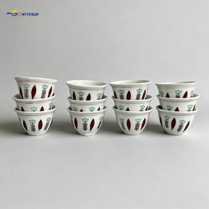 Tazze da Caffè Cawa in Ceramica a Doppia Parete, Set da 12 Pezzi, Personalizzabili con Logo OEM, Stile Tradizionale Etiopico ed Eritreo, per Buna Cafe <span class=keywords><strong>Cini</strong></span> - Product Image 1