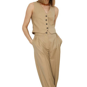 Conjuntos de chaleco de lino para mujer, moda de verano personalizada, traje elegante informal, Tops para mujer - Product Image 5