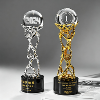 Trophée JINZUN en métal plaqué or avec boule de cristal, best-seller, logo personnalisé gravé, 26,5 cm, trophée de championnat d'entreprise