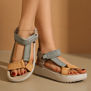 Women Thick-soled Color <b>Block</b> Platform Casual Sandals Summer New Large Beach Sandals - Product Image 2
