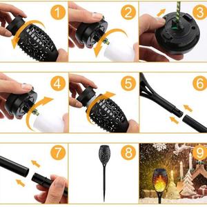 Mini lampes solaires 12 LED, torche solaire extérieure avec flamme vacillante, sécurité, étanche, décoration romantique, mini torche - Product Image 4