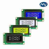 Module d'affichage LCD à caractères STN personnalisé 8x2, interface I2C, 5x7 points, taille 58x32, rétroéclairage jaune-vert, connecteur FPC latéral, 5V, fabrication OEM