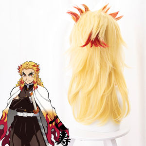 Perruque de <span class=keywords><strong>cosplay</strong></span> synthétique de haute qualité Ainizi Demon Slayer Kimetsu No Yaiba <span class=keywords><strong>Rengoku</strong></span> Kyoujurou pour Halloween - Product Image 5